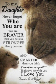 To My Daughter Painting Poster Lion Father and Daughter Inspiration Quotes Print Art Home Wall Decor