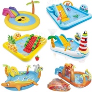 INTEX/Bestway kolam rainbow dinosaur swimming pool family fountain with slide cartoon animal swimmin