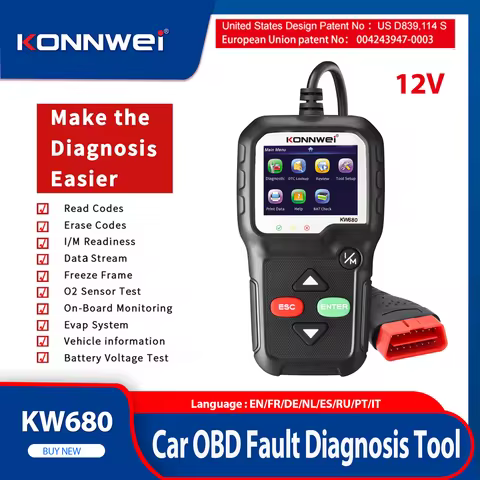 2025 New KONNWEI KW680 Car OBD2 Fault Scanner Auto Diagnostic Tools Language Car Scanner Tool Diagno