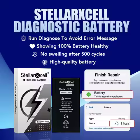 StellarXcell Basic Battery for iphone 12 13 14 15 Mini Plus Pro ProMax show100%Healthy Show Genuine 
