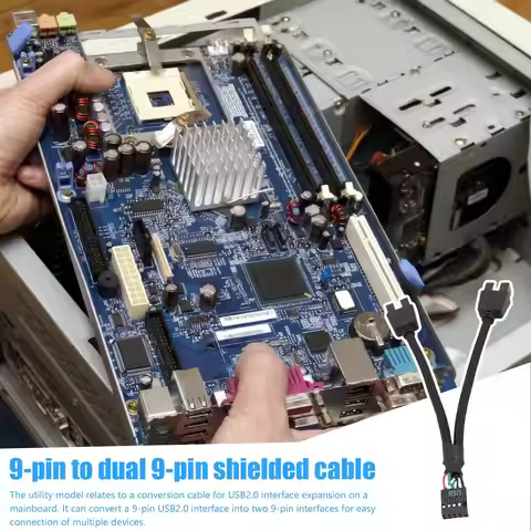 USB 9Pin To Duals 9Pin Cable Splitter Computer PC Case Motherboard 1 In 2 Out Data Transfer Braided 