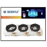 Dapur Gas Tiga Tungku Golden Fuji (3M) 3 Burner Gas Stove Cooker | High Pressure Commercial Heavy Du