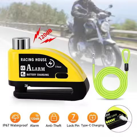 New Motorcycle Alarm Disc Brake Lock Security Moto Wheel Disk Padlock Waterproof 110dB Loud Anti The