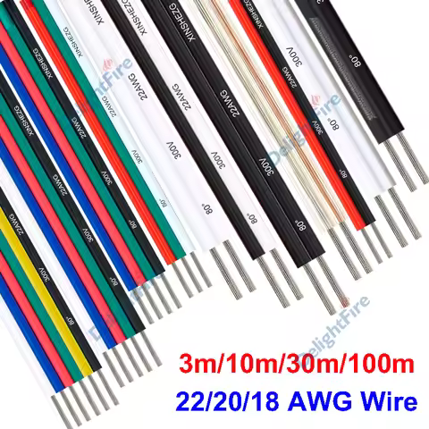 2/3/4/5/6Pin LED Strip Extension Wire 18 20 22 AWG 12V Hookup Wire For WS2812B 5050 RGB RGBWW LED Li