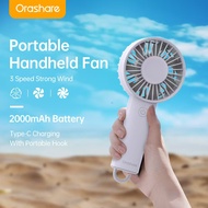 Orashare HF09 Handheld Fan Rechargeable 3 Speeds Strong Wind Portable Hand Mini Fan
