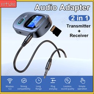 Bluetooth 5.3 Wireless Audio Adapter 2 in 1 Audio Receiver Transmitter With LED Display 3.5MM AUX Ja