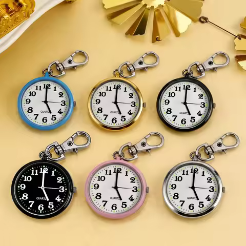 Keychain Pocket Watch Large Hanging Watch for Nurse Student Minimalist Luminous Clear Dial Old Man Q