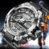 นาฬิกาควอตซ์ LED นาฬิกาข้อมือกันน้ำ50ม. นาฬิกาทหารสำหรับผู้ชายดิจิตอล LIGE นาฬิกานาฬิกาข้อมือกีฬาผู้ชายนาฬิกาเรือนใหญ่ผู้ชาย