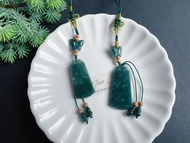 危地馬拉危料 天然翡翠 黑檀木 綠松石 福運連連 仿古無事牌 包掛