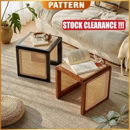 PATTERN Solid Wood Rattan Side Table | Tea Table | Bedside Table
