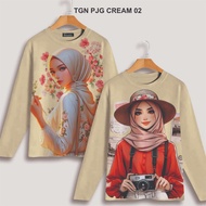 Bundling LONG SLEEVED HIJAB motif T-SHIRTS price 110K GET 2 PCS ALL SIZES 55 CM WIDTH. Images AND CO