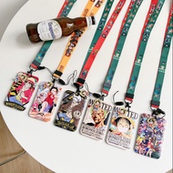 Cartoon One Piece Lanyard Card Holder Cover Comic Keychian Bus Card ID Badge Neck Strap