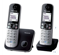 Panasonic KX-TG6812MLB Cordless Phone Expandable Black Twin