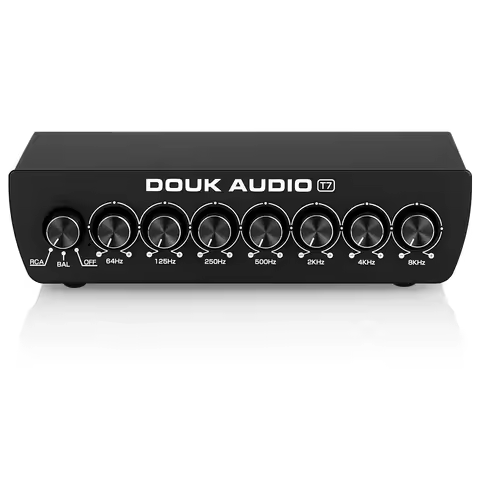 Douk Audio T7 7-Band Equalizer Preamp with Balanced XLR RCA Connection Professional Audio Preamplifi