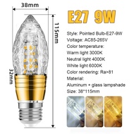 E27 E14 Cơ Sở bóng đèn Led 9W 3000K-6000K Pha Lê Gợn Ánh Sáng Bóng Đèn Cho Đèn LED phòng ngủ phòng k