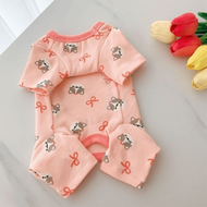Warm Four-Legged Dog Pajamas Cartoon Printed Belly-Hugging Dog Jumpsuit All Inclusive Comfortable Do
