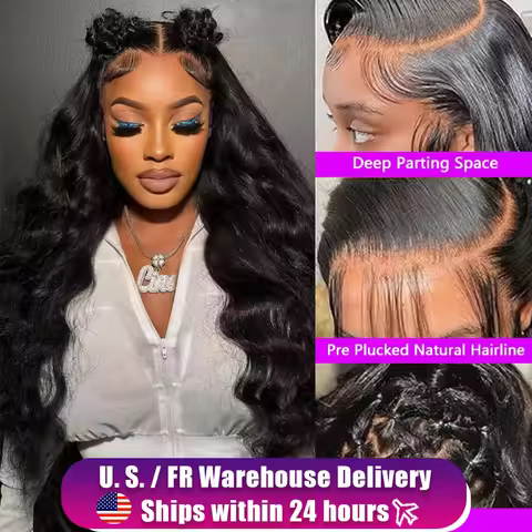 40 44 Inch 13x6 Lace Front Human Hair Wigs 200 Density Black Body Wave HD Lace Frontal 100% Raw Virg