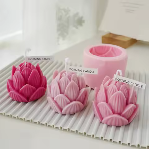 Aromatherapy Candle Silicone Mold 3D Lotus Flower Shape Soap Silicone Mould DIY