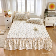 1Pc Bed Skirt 100% Cotton Floral Flower Print Mattress Protector Ruffles Bed Skirt Single Queen King Size Bed Sheet XUA7