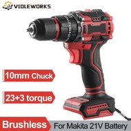 10mm Rechargeable Electric Drill Brushless Electric Screwdriver Impact Drill 23+3 Torque Power Tool 