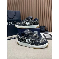 Dior Low Lace-Up Leather Men's Shoes Sneakers Sole dior b9s Bread Thick Shoes Round