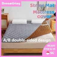 💕Ready Stock💕Woven Straw Mat Mattress Protector Topper Foldable Mattress Protector cover Single/Queen/King Size Bedsheet