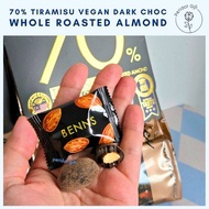 Benns 138g Vegan Dark Chocolate 43% 80% 99.9% 65% Cashew 68% Hazelnut 70% Almond Gluten Free HALAL