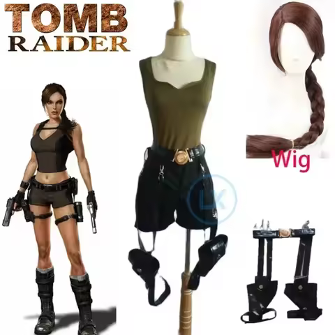 ABC123Bust Raider Lara Croft with bag cosplay costume custom any size Halloween Cos clothesb;6'j,k.9
