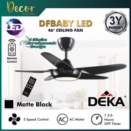 DEKA DFBABY LED 5 Blades Ceiling Fan 46" AC Motor 4 Speed Remote Control LED Ceiling Fan 46Inch Kipa