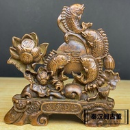Rare Antique Old Objects Pure Copper Carving Years Old Fish Steaming Steaming Good Luck Feng Shui Co