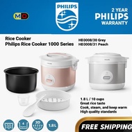 PHILIPS 1.8L Jar Rice Cooker 1000 Series HD3008 HD3008/30 (Grey) / HD3008/31 (Peach)