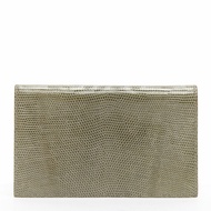 HERMES grey scaled leather silver hardware bifold long wallet