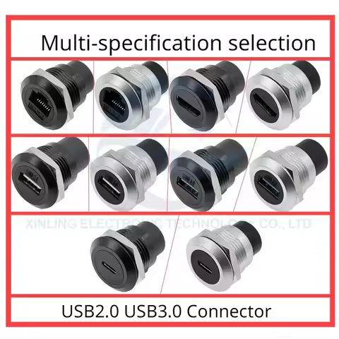 1Pcs Metal round socket D-type RJ45 through network USB2.0 USB3.0 connector panel HDMI CAT6 usb conn
