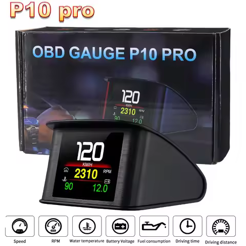 P10 Pro Head Up Display On-board Computer Car Digital OBD2 Mileage OBD Driving Computer Display Spee