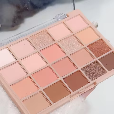 20-Color Warm Eyeshadow Palette – Romantic Smoky & Rose Tones, Matte & Glitter, High-Pigment, Smudge