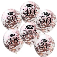 10Pcs Anniversary Balloons Happy Birthday Balloons Transparent Crown Inflatable Multicolored 18th 21