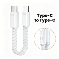 Portable PD60W Fast Charging Type C to Type C Cable 16.5CM 27W Type C to lOS Charger Wire Black Whit