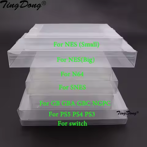 10PCS Clear Transparent Game Cartridge Box Case CIB Games Plastic PET Protector for N64 NES SNES for