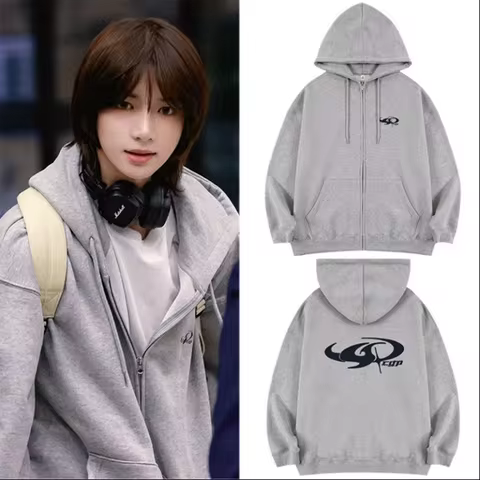 TXT Choi Beomgyu same hoodies Kpop zipper Hooded shirt Woman clothing y2k streetwear loose fashion S
