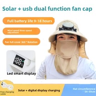New Style Solar Fan Digital Display Charging Fan Hat Men Women Adult Fan Hat Outdoor Sunscreen Fan H
