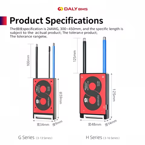 DALY Battery BMS for Li-Ion LiFePo4 4S-24S with NTC Balance Wiht 15A-100A Suitable for 7S 8S 10S 13S