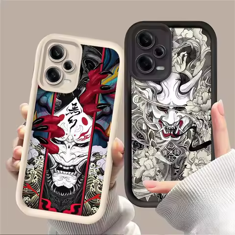 Japan Samurai Oni Mask Art Case For Xiaomi Redmi Note 14 13 12 11 Pro Plus 5G 12S 11S 10S 10 9 Redmi