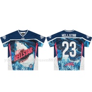 High Quality he888ar Mesh Stitching Digital Printing V-Neck Short-Sleeved T-Shirt