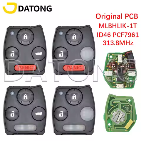 Datong World ID46 PCF7961 313.8MHz Original PCB Car Remote Key Inner MLBHLIK-1T For Honda Fit Accord