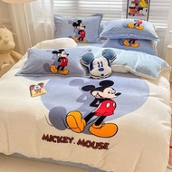 🧺迪士尼聯名 米奇米妮 系列2023秋冬款加厚牛奶絨圖案高級床單被套 四件套裝
