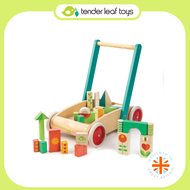 Tender Leaf Toys ของเล่นไม้ ของเล่นเด็กเล็ก รถเข็นฝึกเดินพร้อมบล็อก Baby Block Walker