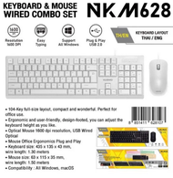 คีย์บอร์ด+เมาส์ NUBWO (NKM-628) USB Combo Set Keyboard + Mouse (คีย์ไทย/อังกฤษ) NKM628 รับประกัน 1 ป