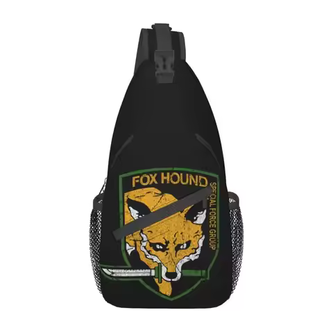 Metal Gear Solid Fox Hound Sling Crossbody Backpack Men Custom Video Game Chest Shoulder Bag for Tra