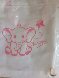 泰國人氣品牌 Thailand Naraya Elephant butterfly shopping tote bag 粉紅色可愛大笨象小飛象蝴蝶環保袋 不織布袋 環保產品 41.5x31.5cm