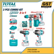 Total TOSLI250281 Li-ion 3 Pcs Combo Kit | Rotary Hammer (28mm) | Impact Wrench (1350Nm) | Impact Dr